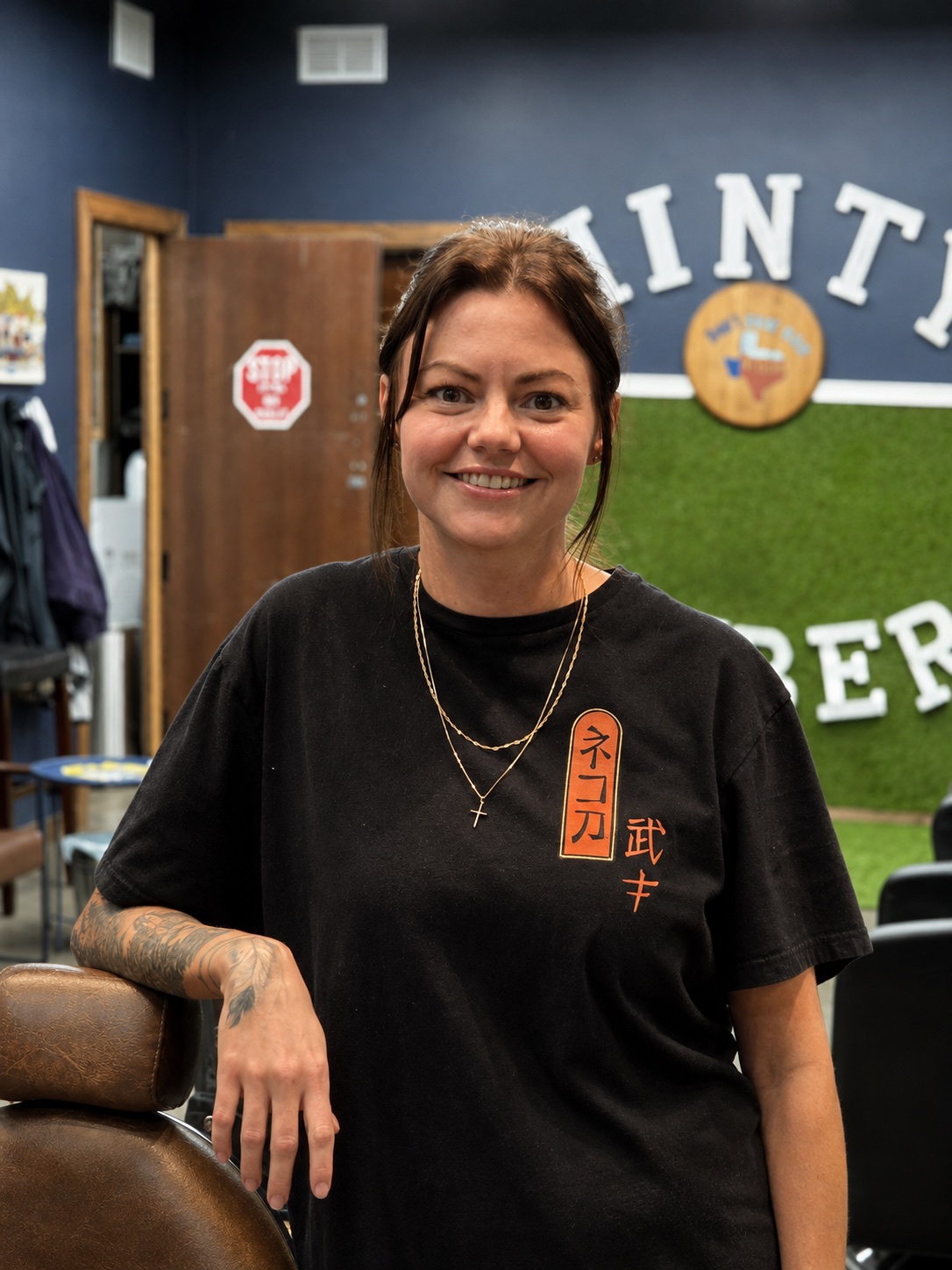 Jenny R, Minty Barber at the Frisco shop