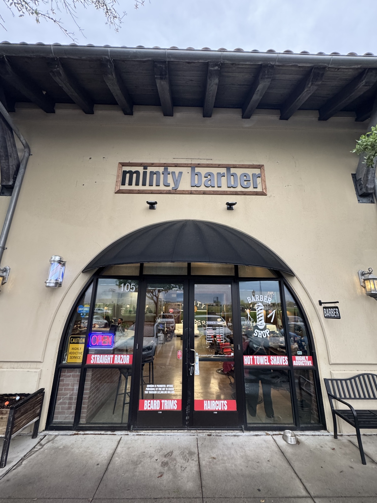 Minty Barber Frisco storefront and entrance