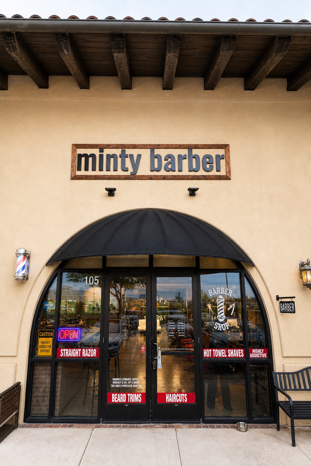 Minty Barber Frisco storefront and entrance
