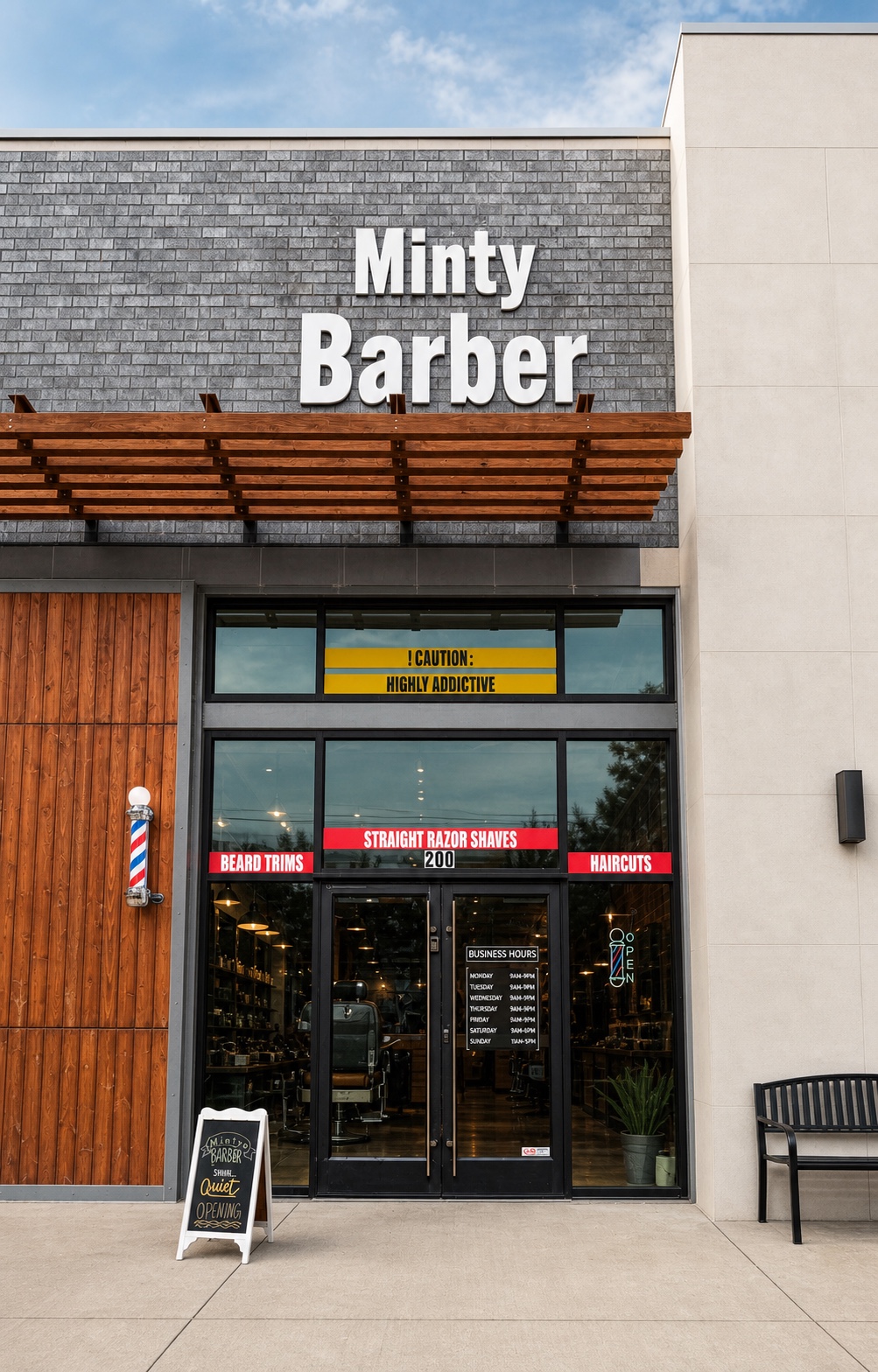 Minty Barber McKinney storefront and entrance
