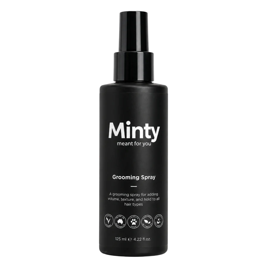 Black bottle of Minty Grooming Spray