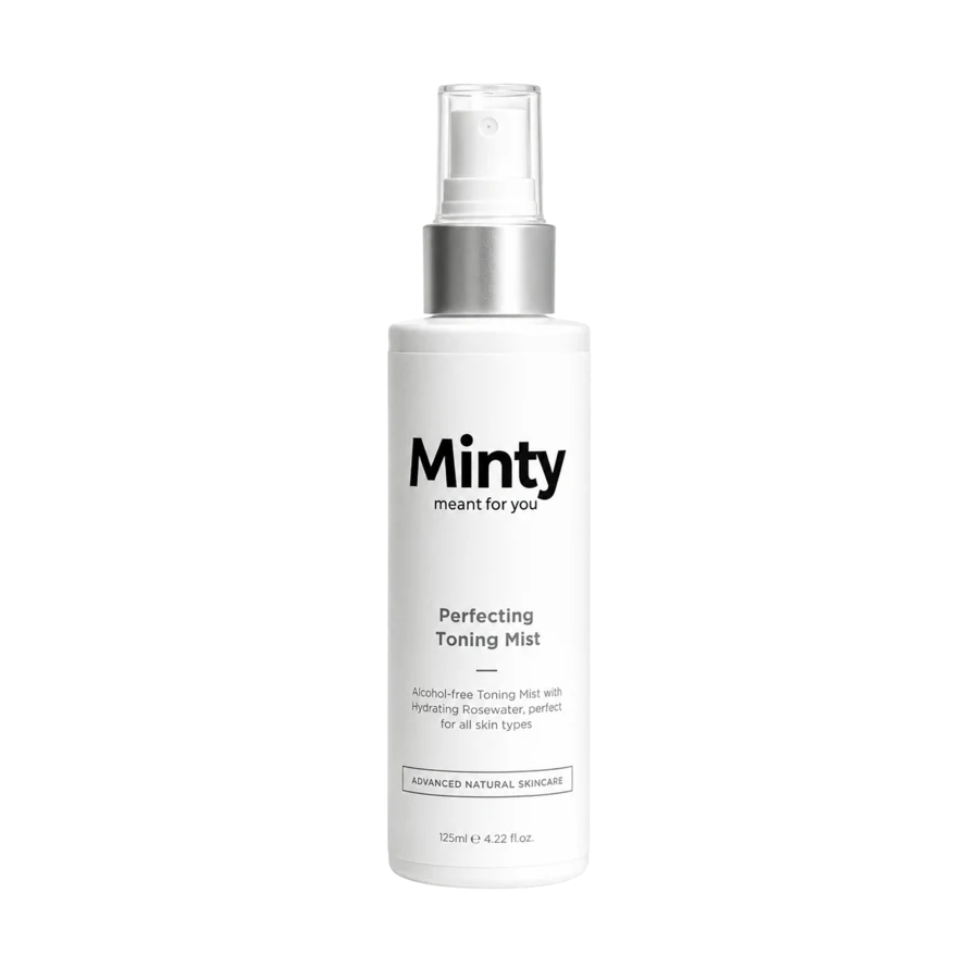 White bottle of Minty Perfecting Toning Mist