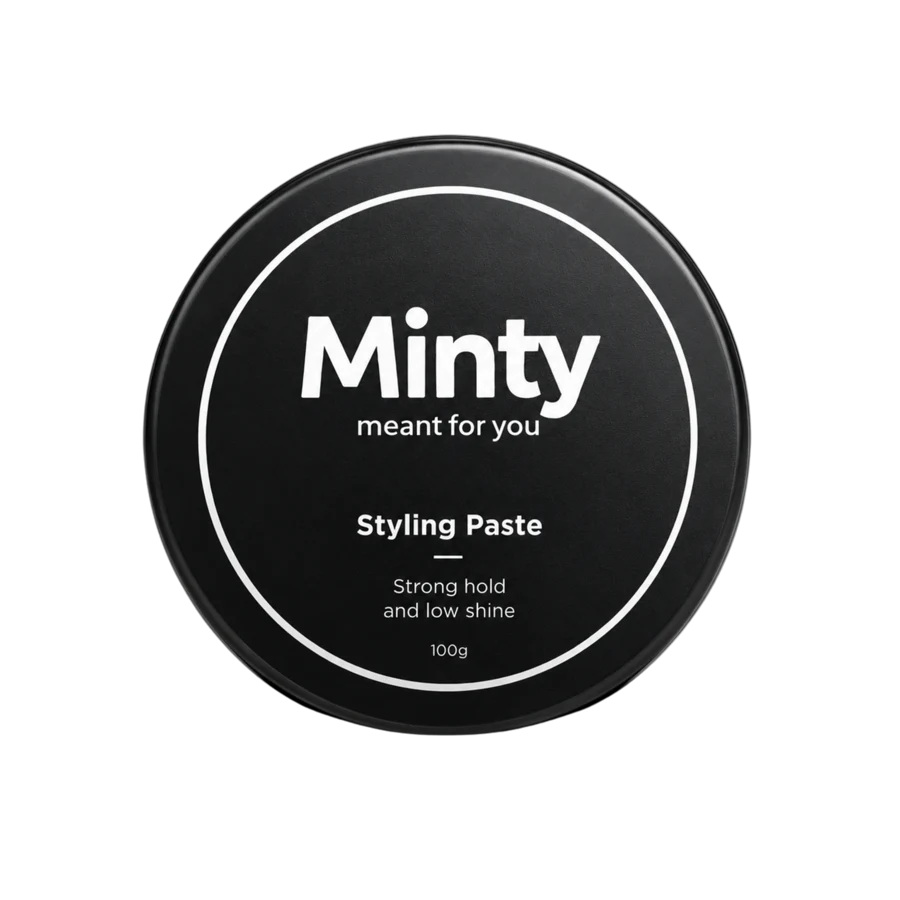 Black jar of Minty Styling Paste